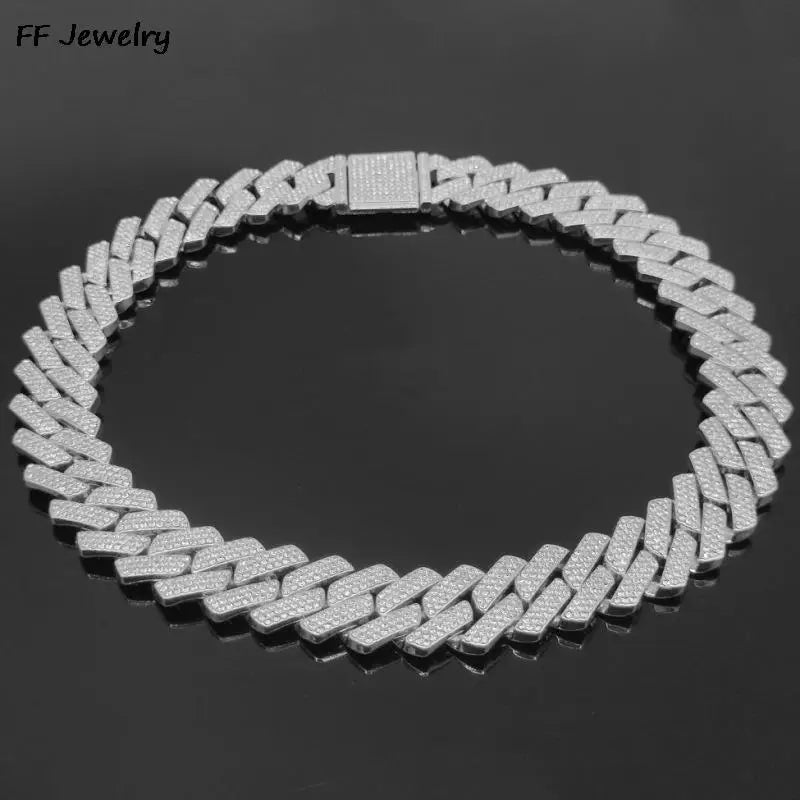 Prong Cuban Link Chain Hip Hop Men Necklace iced out paris chain 2/3 Row Rhinestone Paved Miami Rhombus Cuban Necklace