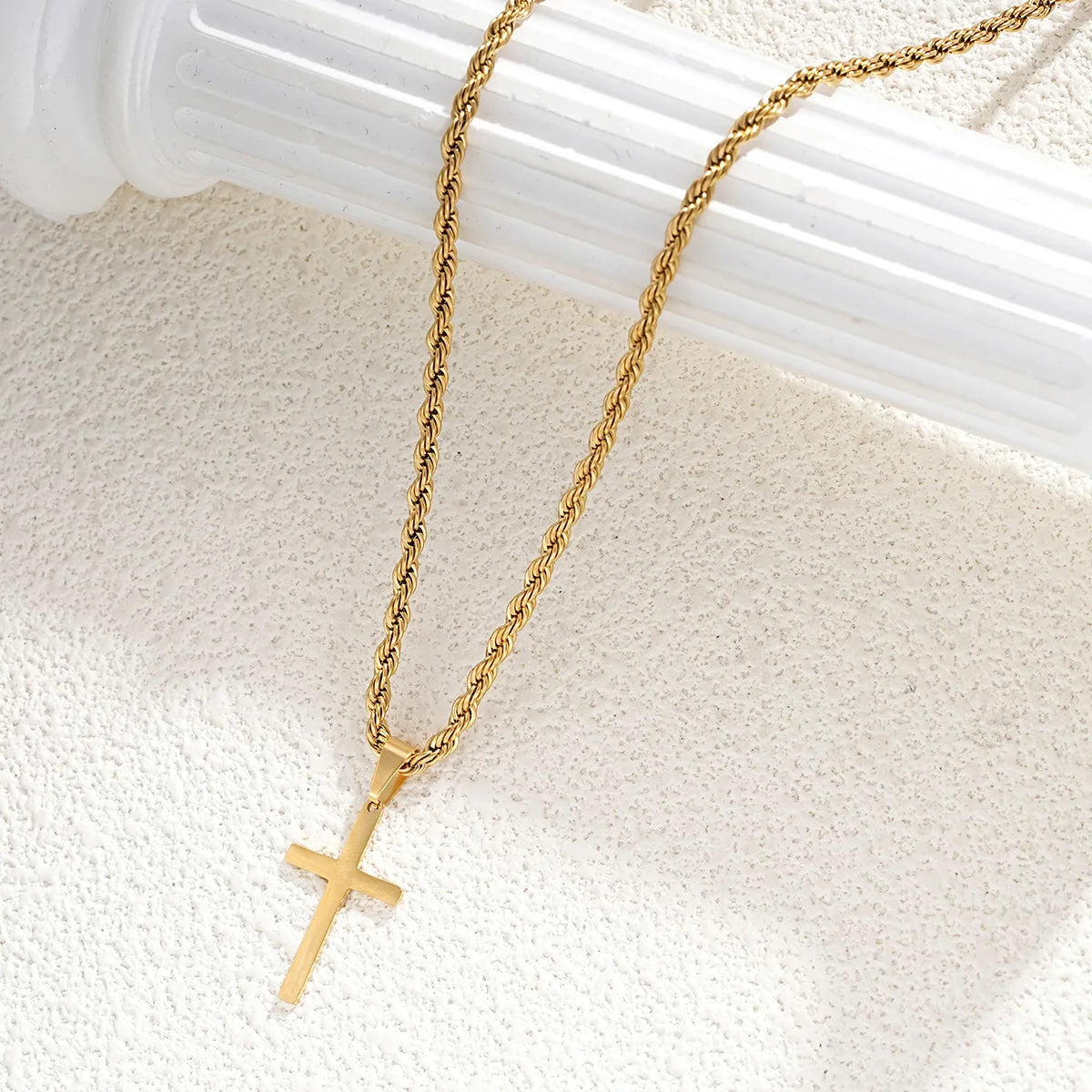 New Stainless Steel Cross Pendant Necklace for Men Women Minimalist Gold Color Jewelry Male Female Necklaces Chokers Gifts 2025