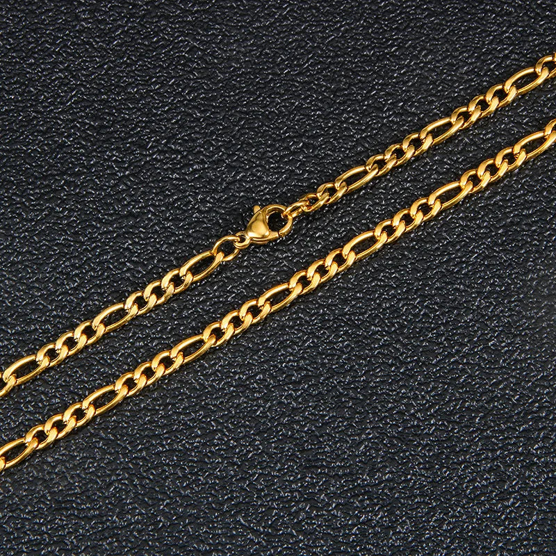 Fashion New Figaro Chain Necklace For Men Punk Silver Color Stainless Steel Long Necklace Men Hip Hop Jewelry Gift