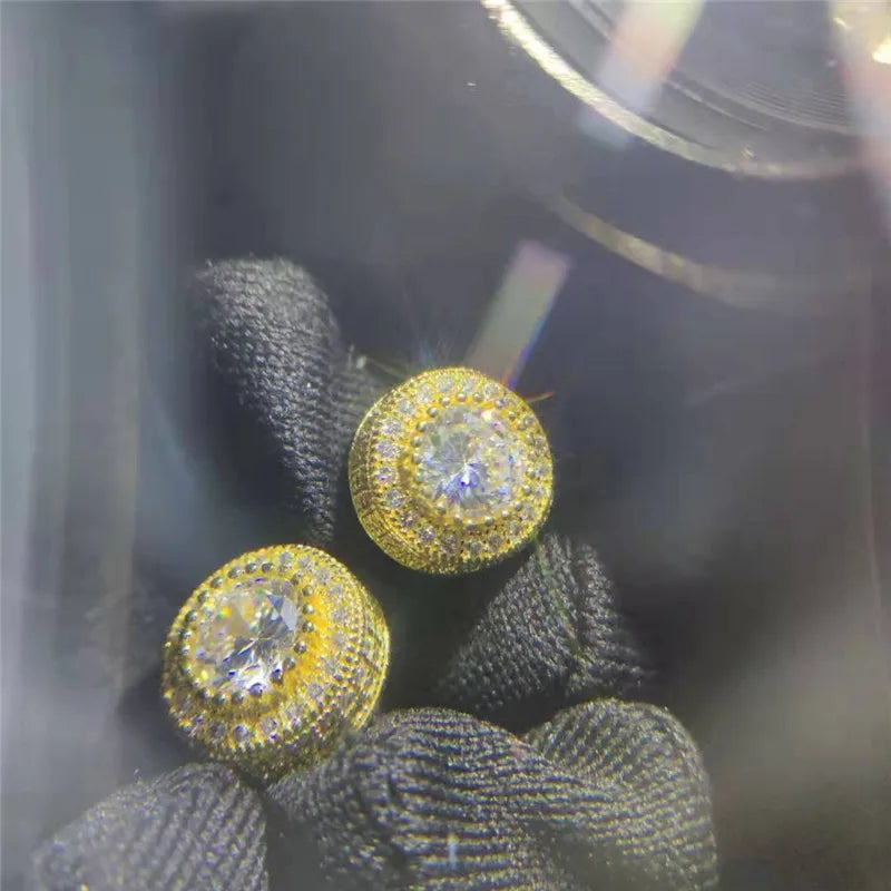 Luxury Female White Stone Stud Earrings Gold Silver Color Zircon Stone Charm Crystal Wedding Jewelry For Women