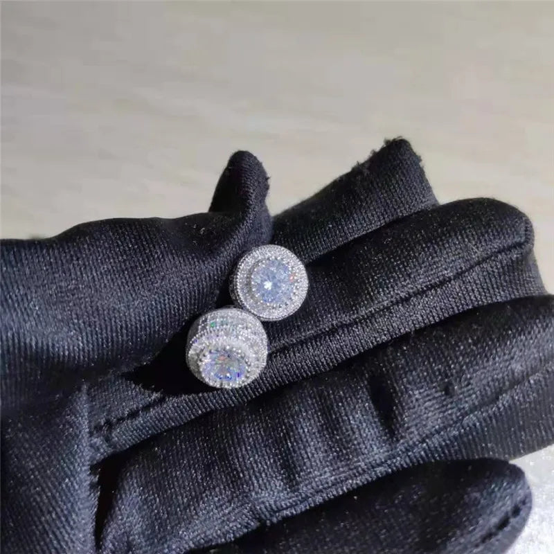 Luxury Female White Stone Stud Earrings Gold Silver Color Zircon Stone Charm Crystal Wedding Jewelry For Women