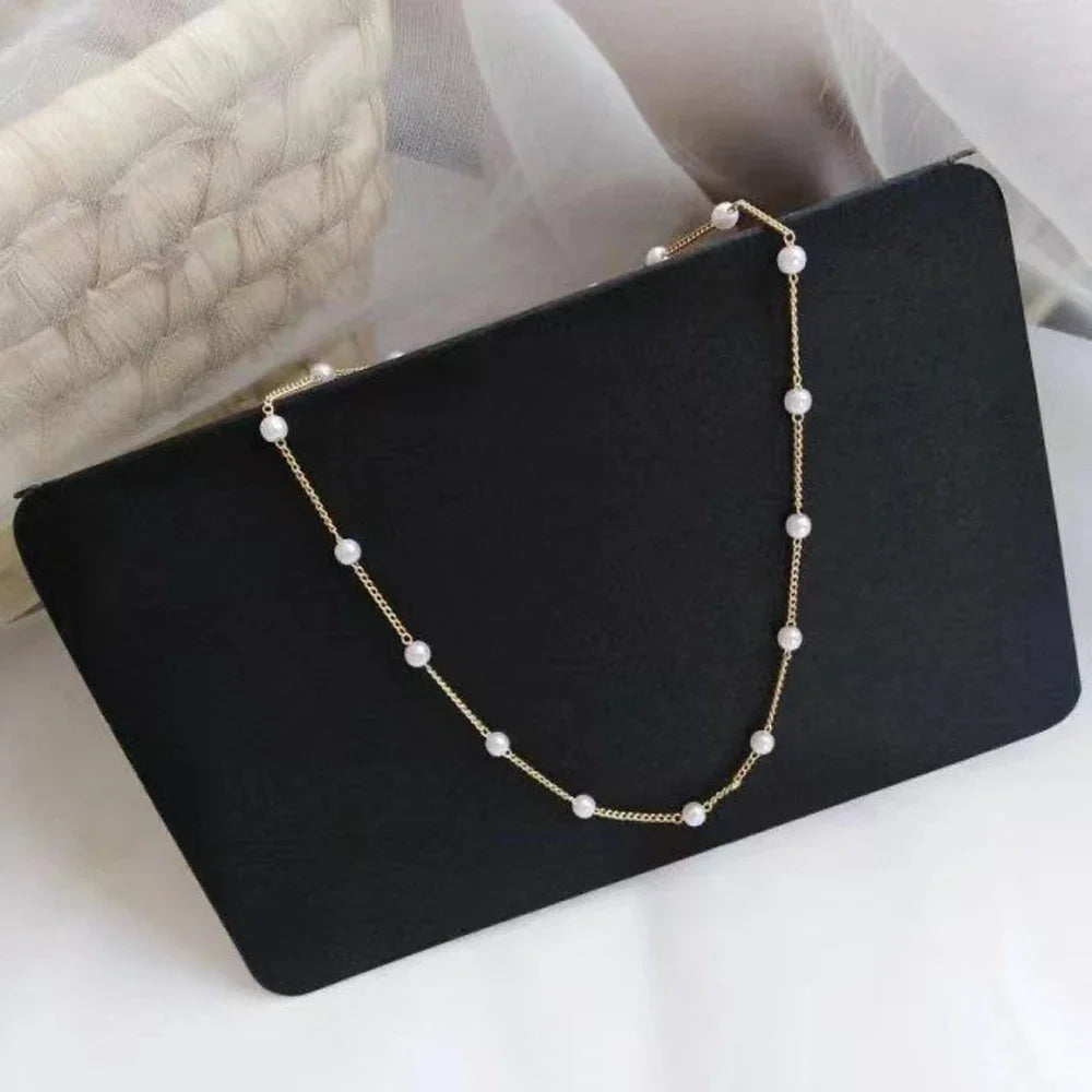 2025 New Women's Pearl Necklace Set 14K Gold Fashion Love Heart Pendant Waterproof Hypoallergenic Collarbone Neck Chain Jewelry