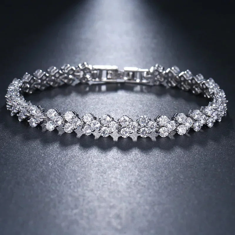 Luxury Hiphop Iced Out  4mm Cubic Zirconia Crystal Tennis Bracelets For Women Men Gold Color Silver Color Bracelet Chain Jewelry
