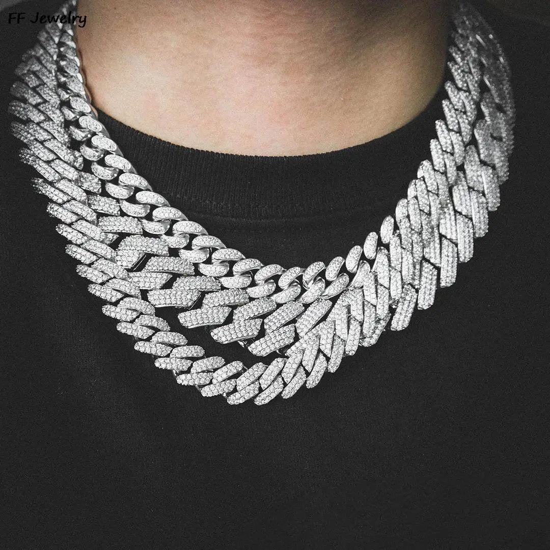 Prong Cuban Link Chain Hip Hop Men Necklace iced out paris chain 2/3 Row Rhinestone Paved Miami Rhombus Cuban Necklace