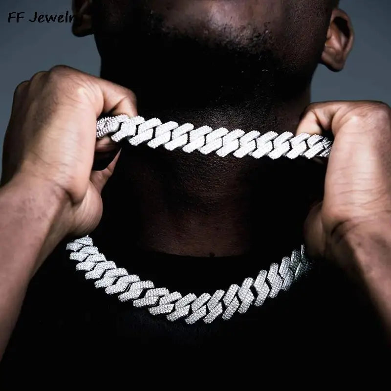 Prong Cuban Link Chain Hip Hop Men Necklace iced out paris chain 2/3 Row Rhinestone Paved Miami Rhombus Cuban Necklace