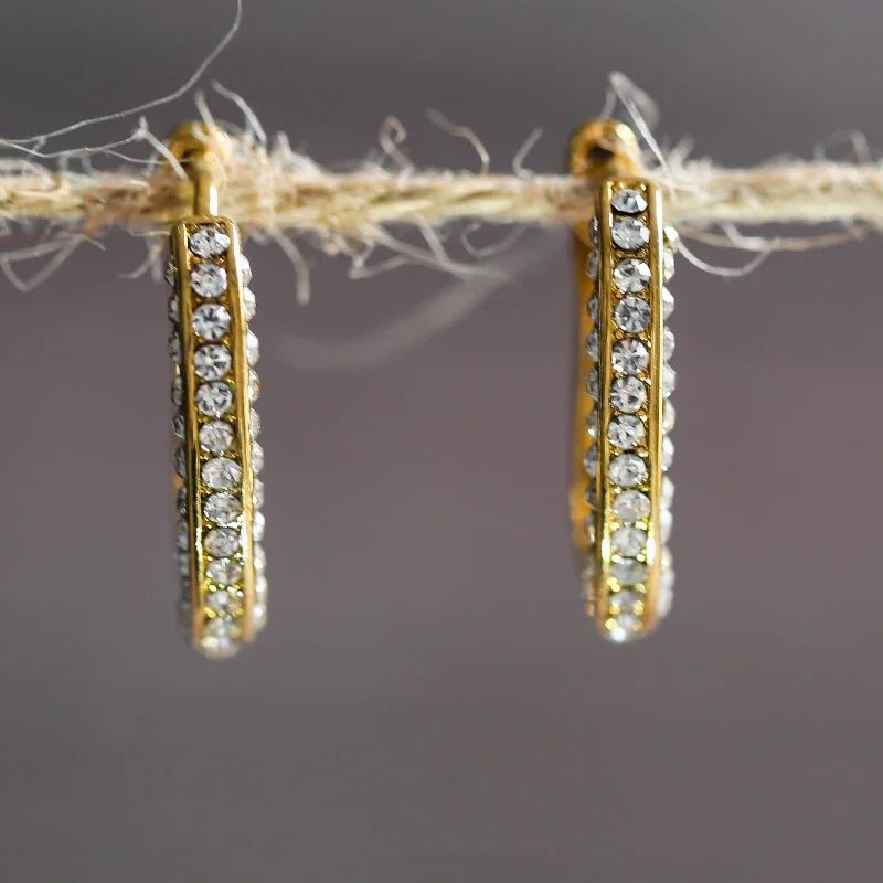 Fashion Simple Cross Drop Hoop Earrings Shiny Crystal Zircon Earring for Women Men Personality Accessories Jewelry Birthday Gift