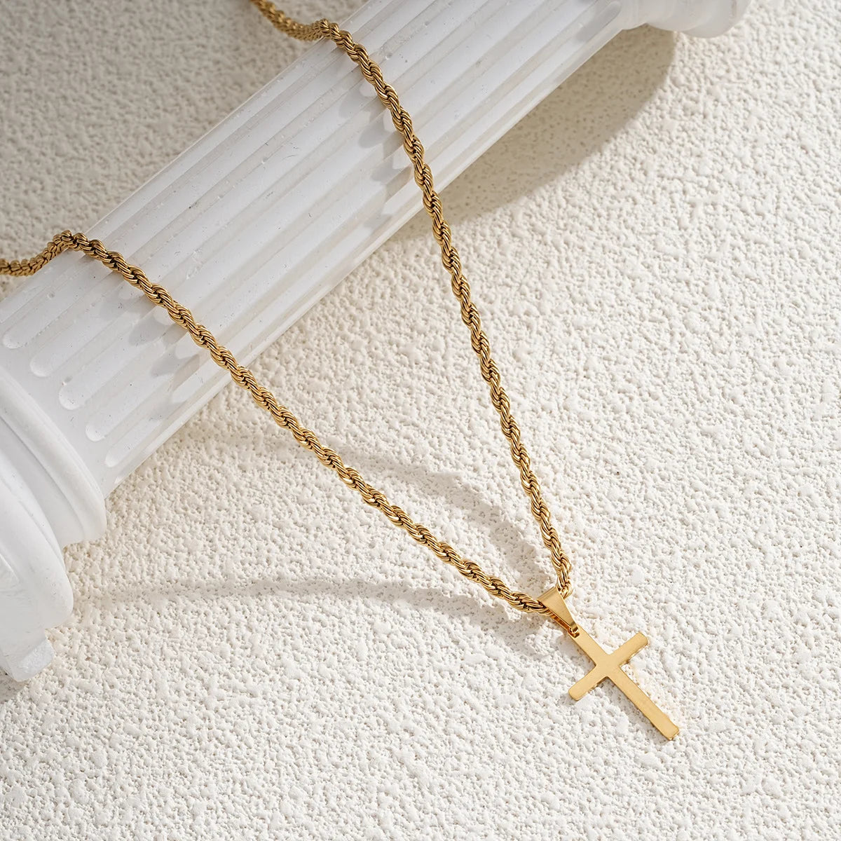 New Stainless Steel Cross Pendant Necklace for Men Women Minimalist Gold Color Jewelry Male Female Necklaces Chokers Gifts 2025