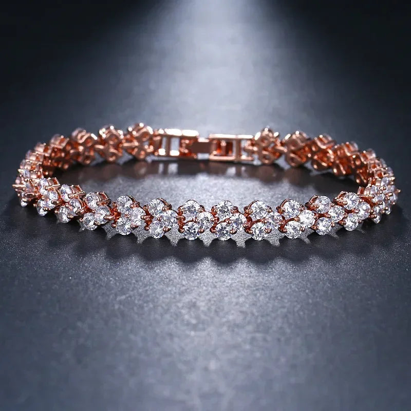 Luxury Hiphop Iced Out  4mm Cubic Zirconia Crystal Tennis Bracelets For Women Men Gold Color Silver Color Bracelet Chain Jewelry