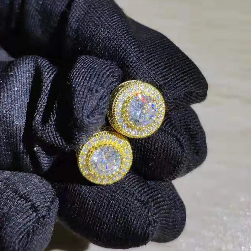 Luxury Female White Stone Stud Earrings Gold Silver Color Zircon Stone Charm Crystal Wedding Jewelry For Women